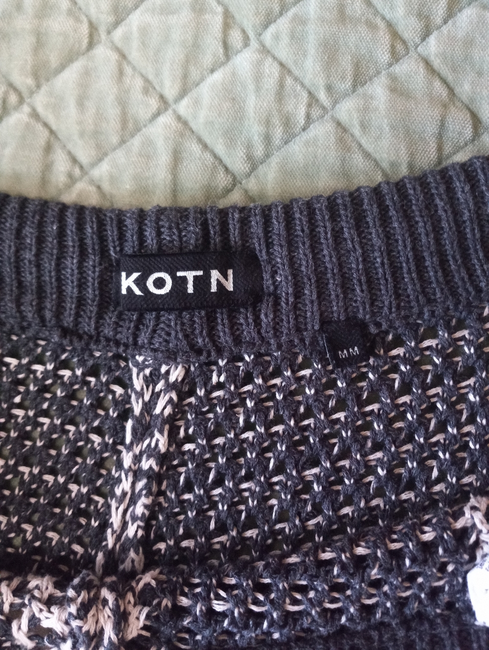KOTN Masrah Grey and Cream Knit Cotton  Drawstring Board Shorts Medium - Picture 3 of 5